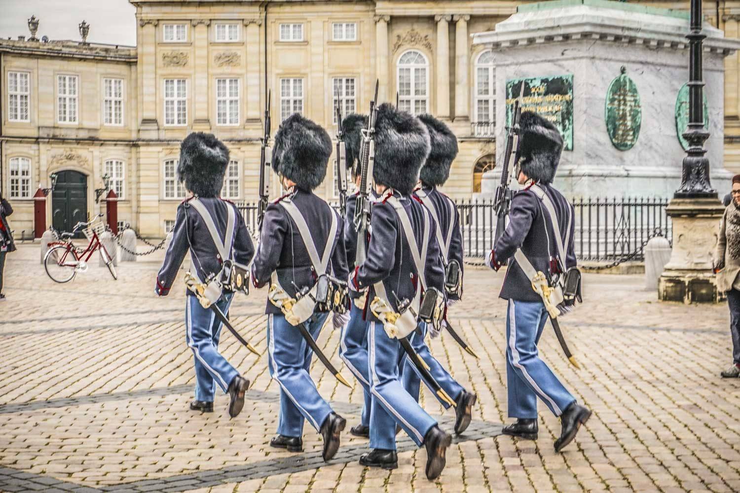 Changing of the guard at the Amalienborg Palace 