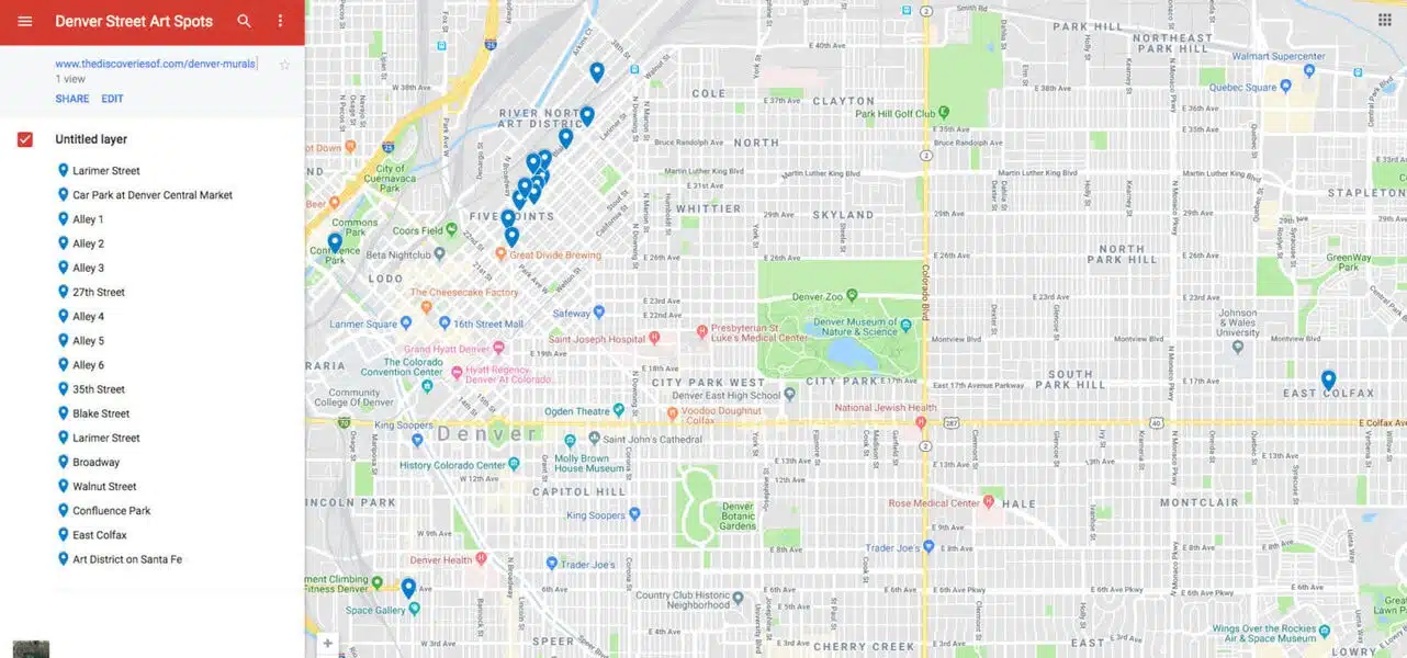 Map Of Rino Denver The Denver Mural Guide: Finding The Best Street Art In Denver (+ Map!) —  The Discoveries Of