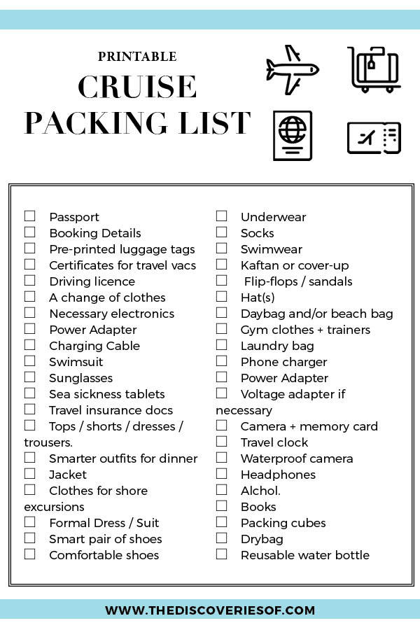 packing list 5 day cruise